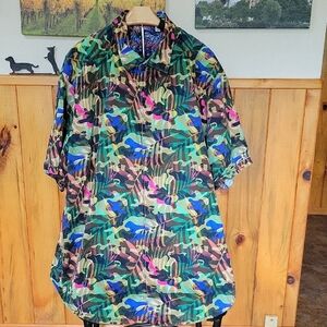 Robert Graham Green and Blue Casual Button Down Shirt